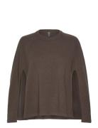 Cuallida Poncho Tops Knitwear Ponchos Brown Culture