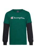 Long Sleeve T-Shirt Sport T-shirts Long-sleeved T-Skjorte Green Champion