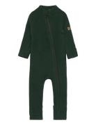 Wool Baby Suit Outerwear Fleece Outerwear Fleece Coveralls Green Mikk-line