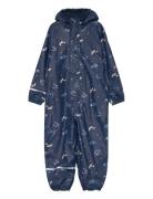 Rainwear Suit -Aop, W.fleece Outerwear Coveralls Rainwear Coveralls Blue CeLaVi