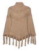 Viselma Poncho/Ef Tops Knitwear Ponchos Beige Vila