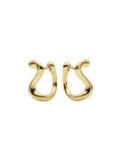 Lotus 9 Huggie Gold Hp - Pair Designers Jewellery Earrings Hoops Gold Maria Black