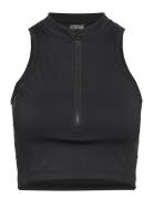 Sculpting Racer Front Zip Top Sport Crop Tops Sleeveless Crop Tops Black Aim´n