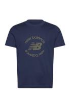 Sport Round Graphic T-Shirt Sport Men Men Sports Clothes Sport Tops Sport T-Skjorte Navy New Balance