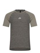 Adidas Gym+ Training 3-Stripes T-Shirt Sport Men Men Sports Clothes Sport Tops Sport T-Skjorte Khaki Green Adidas Performance