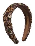 Florian Wide Beaded Hairbrace Accessories Hair Accessories Hair Band Brown Becksöndergaard