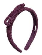 Bow Slim Beaded Hairbrace Accessories Hair Accessories Hair Band Purple Becksöndergaard