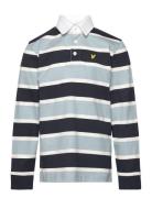 Stripe Rugby Shirt Tops T-shirts Polo Shirts Long-sleeved Polo Shirts Blue Lyle & Scott