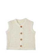 Vest Bouclé Merino Wool W. Buttons Tops Vests Cream Smallstuff