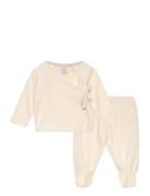 Set Cardigan Trousers Velour N Sets Sets With Long-sleeved T-shirt Beige Lindex