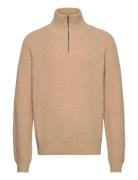 Wblass Wool Half-Zip Designers Knitwear Half Zip Jumpers Brown Woodbird