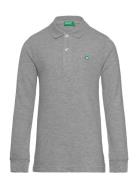 L/S Polo Shirt Tops T-shirts Polo Shirts Long-sleeved Polo Shirts Grey United Colors Of Benetton