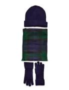 Plaid Scarf, Gloves, & Beanie Set Accessories Gloves Finger Gloves Blue Lauren Ralph Lauren