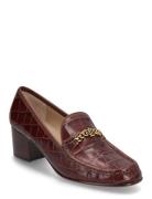 Winslet Crocodile-Embossed Leather Pump Shoes Heels Heeled Loafers Burgundy Lauren Ralph Lauren