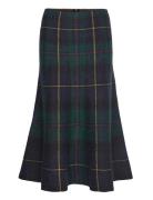 Plaid Alpaca-Blend Flared Skirt Skirts Knee-length & Midi Skirts Navy Polo Ralph Lauren