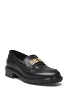 Th Logo Leather Loafer Shoes Flat Loafers Black Tommy Hilfiger