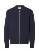 Slhdane Ls Knit Structure Cardigan Noos Tops Knitwear Cardigans Navy Selected Homme