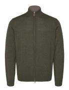 Merino Zip Cardigan Designers Knitwear Half Zip Jumpers Khaki Green Morris