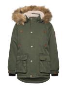 Twill Nylon Boy Parca Outerwear Snow-ski Clothing Snow-ski Jacket Khaki Green Mikk-line