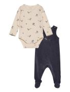 Set W. Body And Velour Romper Sets Sets With Long-sleeved T-shirt Navy Fixoni