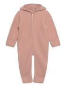 Pram Suit Ears Wool Fleece  Outerwear Fleece Outerwear Fleece Coveralls Pink Huttelihut