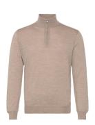 Marlon Half Zip Designers Knitwear Half Zip Jumpers Beige Oscar Jacobson