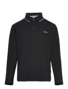 Long Sleeve Polo Tops T-shirts Polo Shirts Long-sleeved Polo Shirts Black BOSS