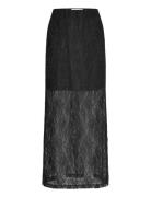 Slfmista Hw Ankle Lace Skirt Skirts Knee-length & Midi Skirts Black Selected Femme