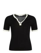 Merino Wool Short Sleeve Knit Top, Kendra 2 Tops Knitwear Jumpers Black Ivo Nikkolo