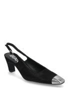 Biaclara Slingback Faux Suede Shoes Sling Backs Heeled Slingbacks Black Bianco