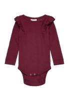 Body L/S Modal Frill Bodies Long-sleeved Red Petit Piao