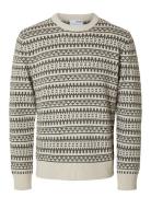 Slhfarfly Ls Knit Crew Neck Tops Knitwear Round Necks Cream Selected Homme