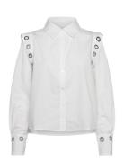 Shirt With Metal Holes Tops Shirts Long-sleeved White Coster Copenhagen