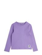 Solid Rib Ls Tee Tops T-shirts Long-sleeved T-Skjorte Purple Mini Rodini