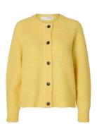 Slflulu Ls Knit Short Cardigan Noos Tops Knitwear Cardigans Yellow Selected Femme