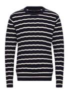 Classic Cotton Cable Crew Neck Tops Knitwear Round Necks Navy Tommy Hilfiger