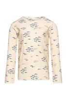 T-Shirt L/S Printed Tops T-shirts Long-sleeved T-Skjorte Beige Petit Piao