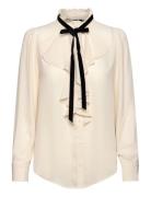 Ruffle-Trim Georgette Blouse Tops Blouses Long-sleeved Cream Lauren Ralph Lauren