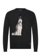 Dog-Intarsia Cashmere Sweater Tops Knitwear Round Necks Black Polo Ralph Lauren