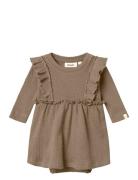 Nbfsophia Sin Ls Body Dress Lil Dresses & Skirts Dresses Baby Dresses Long-sleeved Baby Dresses Brown Lil'Atelier