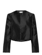 Ruthie Cropped Long Sleeve Blouse Tops Blouses Long-sleeved Black Malina