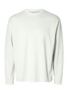 Slhlooseoscar Ls O-Neck Tee Noos Tops T-Langærmet Skjorte White Selected Homme