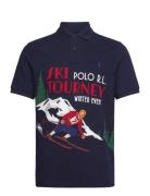 Classic Fit Ski-Print Mesh Polo Shirt Tops Polos Short-sleeved Navy Polo Ralph Lauren