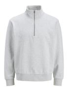 Jjeurban Edge Sweat Half Zip Stydaw24 Ln Tops Sweatshirts & Hoodies Sweatshirts Grey Jack & J S