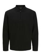 Jprblaethan Ls Zip Polo Styd Aw24 Tops Knitwear Long Sleeve Knitted Polos Black Jack & J S