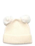 Beanie With Fur-Effect Earmuffs And Pom-Pom Accessories Headwear Hats Beanie Cream Mango