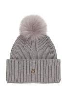 Elevated Chic Beanie W/Pompom Accessories Headwear Beanies Grey Tommy Hilfiger