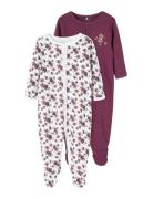 Nbfnightsuit 2P W/F Prune Purple Noos Pyjamas Sie Jumpsuit Purple Name It