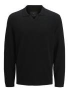 Jprwason Knit Split Neck Styd Aw24 Tops Knitwear V-necks Black Jack & J S