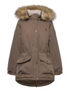 Twill Nylon Girl Parca Outerwear Snow-ski Clothing Snow-ski Jacket Brown Mikk-line